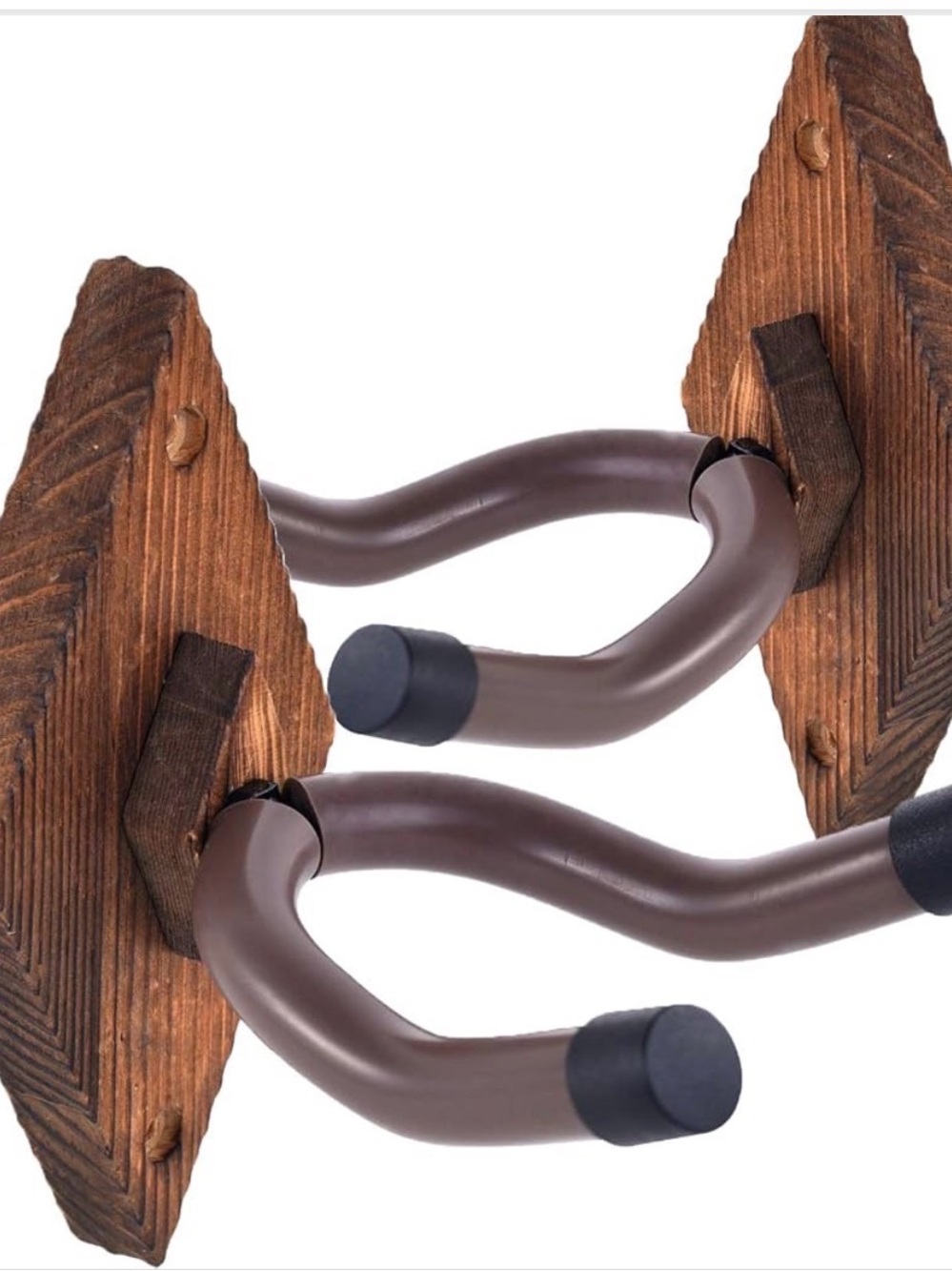 Wall-Mounted Guitar Hanger Hooks in Brown - Pair